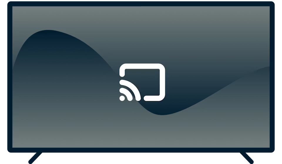 Chromecast-logo på en TV.