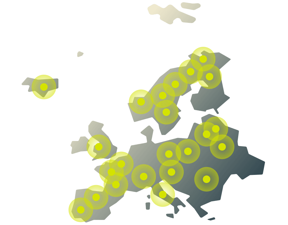 Koble til dusinvis av europeiske serverlokasjoner med ExpressVPNs enorme globale nettverk.