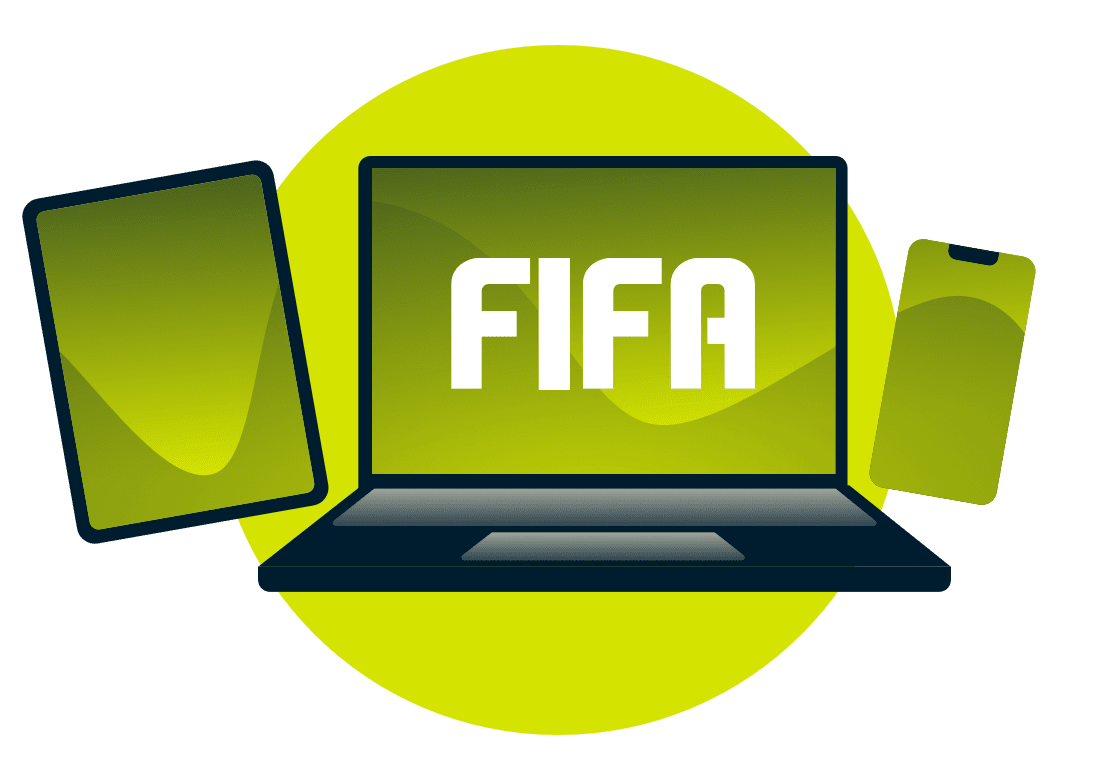 Olika enheter med FIFA-loggan.